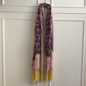 Soft beautiful designed scarf purple, pink, yellow